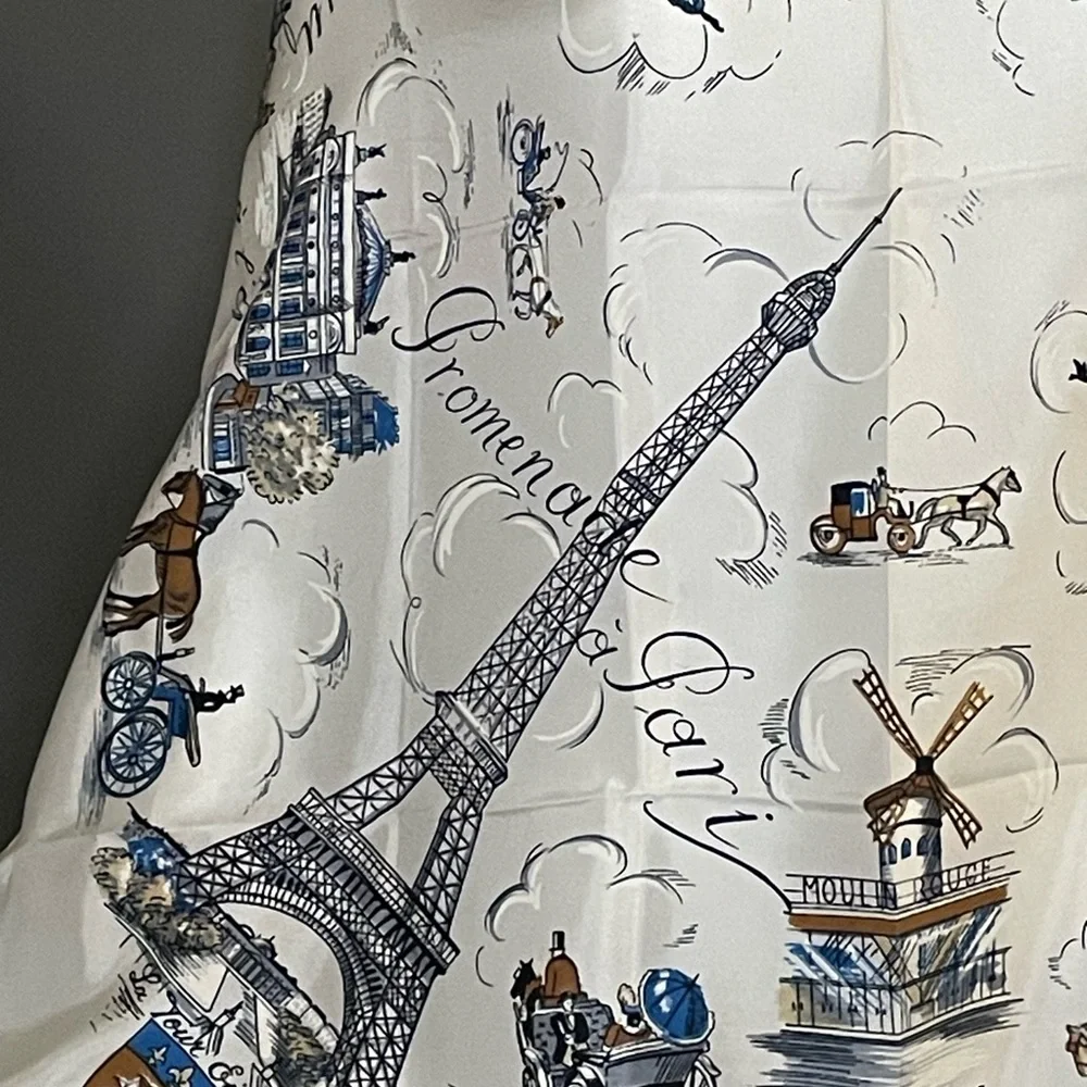 Rare Vintage Paris Souvenir Scarf Unworn Near Mint Condition 31 In - Picture 7 of 10